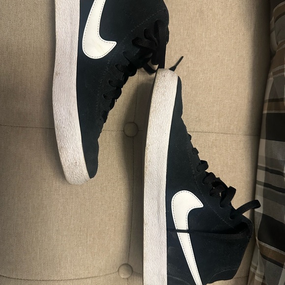 Nike Shoes - Nike Black Suede Sneakers with White Swoosh
